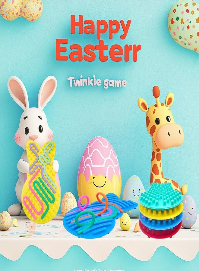 Cherislpy 4 Pcs Easter Bunny Sensory Activity Board Toys Double-Side Silicone Fidget Toy for Kids Boys Girls Calming for Anxiety Easter Basket Stuffers Party Favors Gifts - Image 4